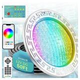 10\" Smart LED Pool Light, 12V DC Pool Spa Lights for Inground Pools, 16 Million Colors with Controller | APP | Remote, Music Dynamic & Timed Light Switching, Fits Pentair, Hayward, Jady Niches - 50 F