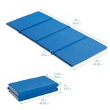 ECR4Kids Everyday Folding Rest Mat, 4-Section, 1in, Classroom Furniture, Blue/Grey