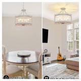 WBinDX 6-Light Farmhouse Chandelier, Distressed Hanging Pendant Lighting, Convertible Semi Flush Mount Ceiling Light Fixture Vintage White Metal Chandeliers for Dining Room Kitchen Foyer Entryway
