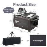 Pamo Babe Playard Portable Playard Foldable Playpen for Baby and Toddler Portable Crib Mattress Diaper Changer for Newborn (Grey)