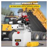 VEVOR Hydraulic Pump Double Acting 4 Way Hydraulic Power Unit Double Solenoid Hydraulic Power Pack 12V DC Hydraulic Power Pump with 4.5Liter Reservoir for Dump Trailer Car Lifting