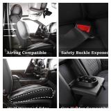 JOJOBAY Chevy Silverado Seat Covers,Leather Seat Covers for GMC Sierra,Custom Fit 2007-2024 1500 2500HD 3500HD Crew Double Extended Regular Cab,LT LZT RST(Full Set,Black Grey)