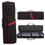 BOSSTIN 88 Key Keyboard Case with Wheels, Inner Size: 53\"x 15\"x 7\", Waterproof Padded Rolling Gig Bag Keyboard Piano Case for 88 Key Piano Keyboard (Red)