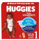 Huggies Size 1 Diapers, Little Snugglers Baby Diapers, Size 1 (8-14 lbs), 168 Count, Packaging May Vary