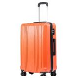 Coolife Luggage Suitcase PC+ABS with TSA Lock Spinner Carry on Hardshell Lightweight 20in 24in 28in(orange, M(24IN))