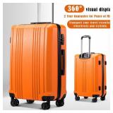 Coolife Luggage Suitcase PC+ABS with TSA Lock Spinner Carry on Hardshell Lightweight 20in 24in 28in(orange, M(24IN))