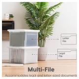 IRIS USA File Box, Plastic File Organizer with Lids for Letter/Legal File, Portable Document Box For Moving, Storage Bin with Durable and Secure Lid, Stackable Nestable BPA-Free, Black 35 Qt. 4 Pack