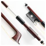 VINGOBOW Brazilwood Violin Bow 4/4 Full Size 74.5cm Ebony Frog Natural Mongolian White Horsehair Well Balanced Sweet Tone