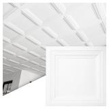 Art3d 12-Pack Square Drop Ceiling Tile 2ft x 2ft in White, PVC Ceiling Panel 24 x 24in. - Compatible with 15/16\" Drop Ceiling Grid System