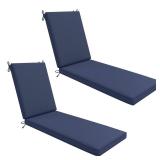 AAAAAcessories Outdoor Chaise Lounge Cushions, Waterproof, Fade-Resistant Patio Furniture Replacement Cushions, 74\" x 23\" x 3\", Set of 2, Navy Blue