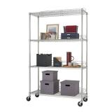 TRINITY 48 W x 18 D x 72 H 4-Shelf NSF Wire Shelving Unit With Backstands and Wheels - Retail: $539