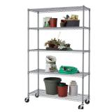 TRINITY 5-Tier Outdoor Commercial Wire Shelving Rack w/Wheels  48x18x72 - Gray *Slightly Bent (see photos)  - Retail: $540