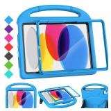 SUPLIK Kids Case for iPad A16 11-Inch 2025 (11th Gen) & iPad 10th Generation (10.9\" 2022), Durable Shockproof Stand Cover with Screen Protector/Pencil Holder/Handle for Kids, Blue