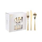 WDF 180 Pieces Disposable Plastic Gold Silverware Cutlery - Disposable Flatware Set 60 Forks, 60 Knives and 60 Spoons - Heavy Duty Gold Plastic Cutlery - Utensils for Party, Wedding, Thanksgiving