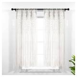 Lush Decor Boho Macrame Textured Cotton Window Curtain Panel, Single Panel, 40\" W x 63\" L, White - Doorway Curtain - Room Divider, Wedding Or Wall Decor - Boho Curtain - Macrame Curtains for Windows