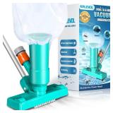 Pool Vacuum Cleaner for Above Ground Pool, Jet Underwater Cleaner with 3 Scrub Brushes & Nylon Mesh Net, Portable Pool Vacuum for Spa Fountain Pond Hot Tub Includes 47\" Telescopic Pole, Navy Green