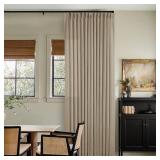 TWODRAPES Dark Flax Linen Curtains 120 Inches Long for Living Room Bedroom Pinch Pleated Back Tab Privacy Curtains 120 Inch Length 2 Panels Light Filtering Greige Tan Brown Farmhouse Drapes 10 FT