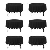 BRILLMAX 6 Pack Black 70 Inch Round Tablecloths Fit 30\" to 54\" Tables (8-20\" Drop) - Circle Bulk Linen Polyester Fabric Washable Cloth Cover for Wedding Reception Banquet Birthday Party Buffet