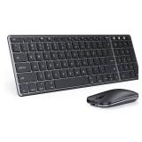 seenda Bluetooth Keyboard and Mouse for Mac, SKM64-2 Multi-Device Rechargeable Slim Wireless Keyboard Mouse Stainless Steel Full Size, Compatible with MacBook Pro/Air, iPad, Mac - Space Gray