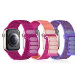 3 Pack Sport Nylon Loop Band Compatible with Apple Watch Band 38mm 40mm 41mm 42mm 44mm 45mm 49mm 46mm Women Men, Adjustable Breathable Replacement Strap for iWatch Series 11/10/9/8/7/6/5/4/3/SE/Ultra