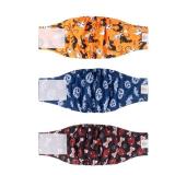CuteBone Halloween Male Dog Diapers Belly Bands 3 Pack for Male Dogs Wraps Washable Doggie Pants DM22S