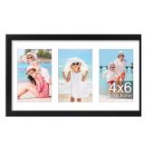 decorUhome 8x14 Picture Frames Collage Wall Decor, Display 3Pcs 4x6 Photos with Mat or 1Pcs 8x14 Unmatted, 3 4x6 Collage Picture Frames for Wall Mounting, Black