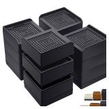 ANNKUT Bed Risers 4 inch Heavy Duty, Furniture Risers for Desk Table Sofa Couch Lifts to 1.5ã3 or 4 in, Square Adjustable Risers Blocks, Support Up to 1,300 Lbsï¼4 Pack-Blackï¼