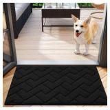 hicorfe Indoor Doormat,Front Back Door Mat TPR Backing Non Slip Mats 20\"x31.5\" Absorbent Resist Dirt Entrance Doormat Inside Floor for Entryway Washable Low-Profile (Black)