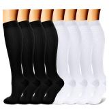 CHARMKING Compression Socks for Women & Men (8 Pairs) 15-20 mmHg Graduated Copper Support Socks are Best for Pregnant, Nurses - Boost Performance, Circulation, Knee High & Wide Calf (S/M, Multi 02)