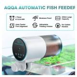 AQQA Automatic Fish Feeder for Aquarium - Auto Fish Food Dispenser with 8/12/24/48H Timer, 230ml Large Capacity Vacation Tank Feeder for Turtle Betta Goldfish, Feeding Port Automatic Alignment