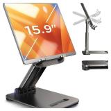 LISEN Tablet Stand for iPad Holder Desk Portable Monitor Stands, Foldable Home Office Desk Accessories Travel for iPad Holder Dorm College Essentials Fits Tabs Kindle iPhone 4-15.9\" Black