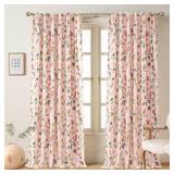 DriftAway Lauren Pink Blackout Curtains for Bedroom Colorful Watercolor Branch Printed Pattern Lined Thermal Insulated Back Tab Drapes 2 Panels for Girls Living Room 84 Inch Soft Pink