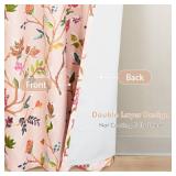 DriftAway Lauren Pink Blackout Curtains for Bedroom Colorful Watercolor Branch Printed Pattern Lined Thermal Insulated Back Tab Drapes 2 Panels for Girls Living Room 84 Inch Soft Pink