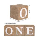 Burlap Print ONE Boxes for 1st Birthday Decorations Boho First Birthday Decorations Gender Neutral 3 Pcs ONE Balloon Box