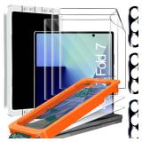 IMBZBK [Auto-Dust Removal] 3 Pack Screen Protector for Samsung Galaxy Z Fold 7, 3 Inside Flexible Film + 3 Front Tempered Glass + 3 Camera Lens Protector Accessories, Easy Installation