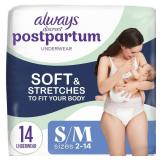 Always Discreet Postpartum and Adult Incontinence Underwear for Women, Small/Medium, Maximum Protection, 14 Count