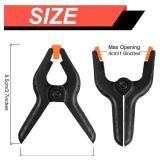 12 Pack Plastic Spring Clamps, 3.5inch Small Heavy Duty Clips for Crafts, Backdrop Stand, Woodworking, Photography Studios (Black)