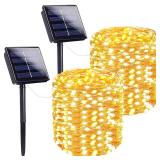 Extra-Long 144FT Solar String Lights for Outside, 2 Pack 400LED Solar Fairy Lights Outdoor, Waterproof Copper Wire with 8 Modes Twinkle Lights for Tree Garden Party Xmas Wedding Decor (Warm White)