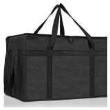 PEASUG Insulated Bags for Food Delivery, XXXL Pizza Delivery Bags for Doordash, Large Capacity Cooler Bag Keep Food Warm for Grocery Shopping and Catering, Foldable, Heavy-Duty (Black)