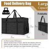 PEASUG Insulated Bags for Food Delivery, XXXL Pizza Delivery Bags for Doordash, Large Capacity Cooler Bag Keep Food Warm for Grocery Shopping and Catering, Foldable, Heavy-Duty (Black)