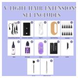 V Light Hair Extension Kit, V Light Hair extension machine *1, V light remover machine * 1, V Light glue 20ml * 6, V Light glue remover 20ml * 6 (Black machine set)