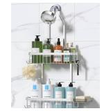 YASONIC Shower Caddy Hanging, Never Rust Shower Organizer Hanging, Aluminum Shower Racks for Inside Shower with Hooks for Razor, Bathroom Organizers and Storage with Soap Holder, Bright Silver