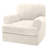 H.VERSAILTEX Sofa Cover 2 Piece T Cushion Armchair Slipcovers Thick Velvet Couch Cover Furniture Protector Stretch T Cushion Sofa Covers for 1 Cushion Couch with 1 Individual T Cushion Covers, Ivory