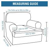H.VERSAILTEX Sofa Cover 2 Piece T Cushion Armchair Slipcovers Thick Velvet Couch Cover Furniture Protector Stretch T Cushion Sofa Covers for 1 Cushion Couch with 1 Individual T Cushion Covers, Ivory