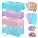 8 Pcs Fish Net Decorative and Tablecloth Set, Ocean Waves Plastic Tablecloths and Cotton Fish Net Set for Birthday Decorations Nautical Themed Party Baby Shower Pirate Mermaid Birthday Party Supply