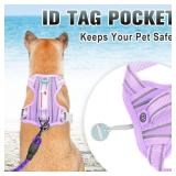 BARKBAY No Pull Dog Harness Large Reflective Dog Harness with Front Clip and Easy Control Handle for Walking Training Running with ID tag Pocket(Violet Purple,L)
