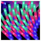 SHQDD 100PCS LED Foam Sticks, Foam Light Up Sticks with 3 Modes Colorful Flashing, Glow in Dark Party Supplies, Glow Stick Bulk Party Pack for Wedding, Raves, Concert, Camping, Sporting Events, Pool