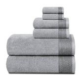 Belizzi Home 100% Cotton Ultra Soft 6 Pack Towel Set, Contains 2 Bath Towels 28x55 inchs, 2 Hand Towels 16x24 inchs & 2 Washcloths 12x12 inchs, Compact Lightweight & Highly Absorbant - Light Grey