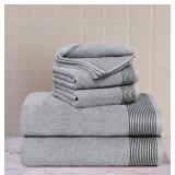 Belizzi Home 100% Cotton Ultra Soft 6 Pack Towel Set, Contains 2 Bath Towels 28x55 inchs, 2 Hand Towels 16x24 inchs & 2 Washcloths 12x12 inchs, Compact Lightweight & Highly Absorbant - Light Grey