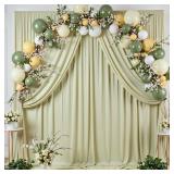 10 ft x 10 ft Wrinkle Free Sage Green Backdrop Curtain for Parties, Thick Green Polyester Photo Backdrop Drapes for Baby Shower Wedding Engagement Birthday Party Backdrop Stand,5ft x 10ft 2 Panels